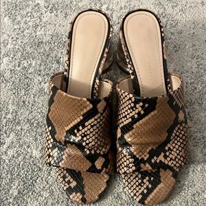 Zara Brown Snake Print Mules